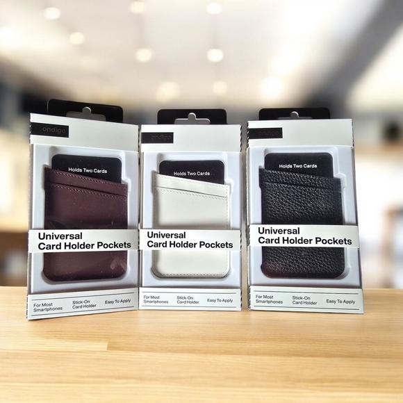 Other - New Adhesive, Phone Card Holder - Black, White, Brown